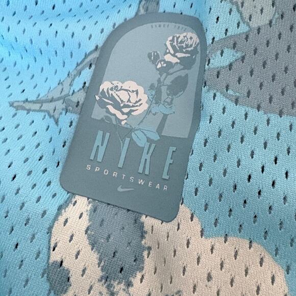 Nike Rose City Mesh ButtonUp Shirt Dri-Fit Floral Medium Blue FJ1650-499 NWT - Picture 5 of 7